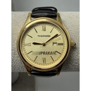 Tourneau Praxair New Battery Mens Watch 37MM 7.5" Leather Band 2007